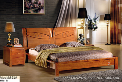 【南康品牌實木家具廠家直銷 雙人實木床#390 1.8米白臘木床】價格,廠家,圖片,床類,江西皇都家具實業(yè)-
