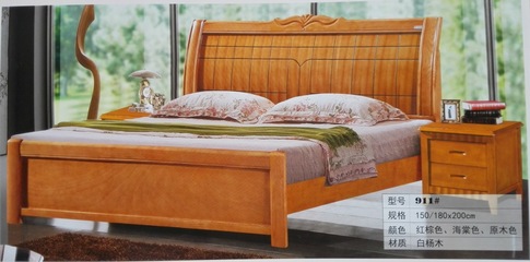 【白楊木家具 1.5米1.8米 實木床 批發 南康家具 911#ST 批發】價格,廠家,圖片,床類,鴻鵠家具-