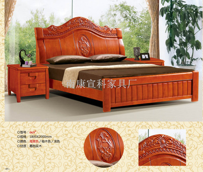【069#實木床 雙人休閑床 南康家具 廠家直銷 品質創優】價格,廠家,圖片,床類,南康宣科家具廠-