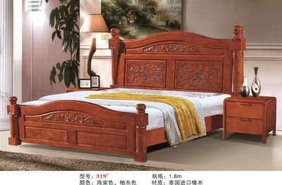 【廠家直銷 1.8米高檔橡木床 雙人實木大床】價格,廠家,圖片,床類,南康忠優家具廠-