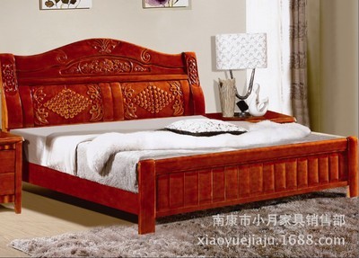 【低價批發(fā)年底促銷新款臥室雕花雙人床1.8米實(shí)木床808#】價格,廠家,圖片,床類,南康市小月家具銷售部-