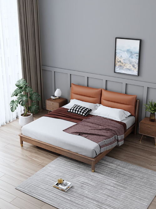 mfg家具電商產(chǎn)品渲染 實(shí)木床 總