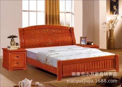 【小月家具 廠家直銷 供應床 實木床 橡木床 臥室家具 2018#】價格,廠家,圖片,床類,南康市小月家具銷售部-
