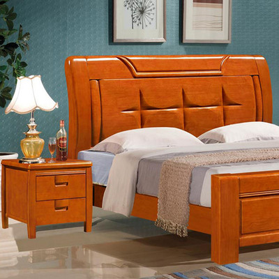 簡約現代1.8*2米雙人實木床新中式家庭主臥橡木家具實木大床-南康區美加順 .