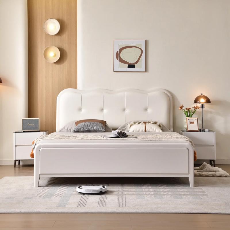 產(chǎn)品實物圖來啦,好看舒適的貝母漆系列實木床上新中#南康家具