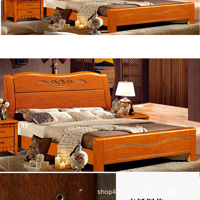 南康家具廠家直銷實木床 1.5米婚床1.8米橡木床現(xiàn)代中式雙人床